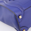 CELINE Luggage Micro Shopper Hand Bag Leather Blue Gold Auth 201981A-14