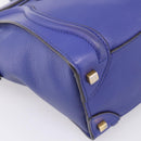 CELINE Luggage Micro Shopper Hand Bag Leather Blue Gold Auth 201981A-16