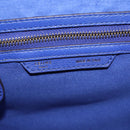 CELINE Luggage Micro Shopper Hand Bag Leather Blue Gold Auth 201981A-17