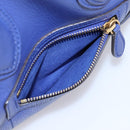CELINE Luggage Micro Shopper Hand Bag Leather Blue Gold Auth 201981A-22