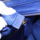 CELINE Luggage Micro Shopper Hand Bag Leather Blue Gold Auth 201981A-12
