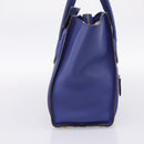 CELINE Luggage Micro Shopper Hand Bag Leather Blue Gold Auth 201981A-3