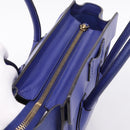 CELINE Luggage Micro Shopper Hand Bag Leather Blue Gold Auth 201981A-6