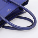 CELINE Luggage Micro Shopper Hand Bag Leather Blue Gold Auth 201981A-7