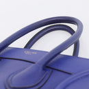 CELINE Luggage Micro Shopper Hand Bag Leather Blue Gold Auth 201981A-8