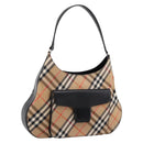 Burberrys Nova Check Shoulder Bag Canvas Beige Silver Auth 201983-1