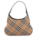 Burberrys Nova Check Shoulder Bag Canvas Beige Silver Auth 201983-2