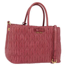 Miu Miu Matelasse Hand Bag Leather 2way Pink Gold Auth 201984A-1