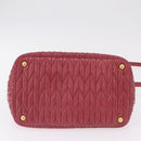 Miu Miu Matelasse Hand Bag Leather 2way Pink Gold Auth 201984A-5