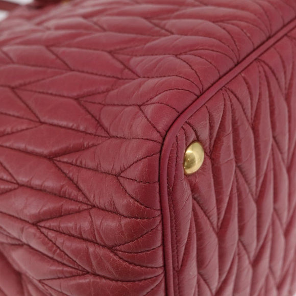 Miu Miu Matelasse Hand Bag Leather 2way Pink Gold Auth 201984A