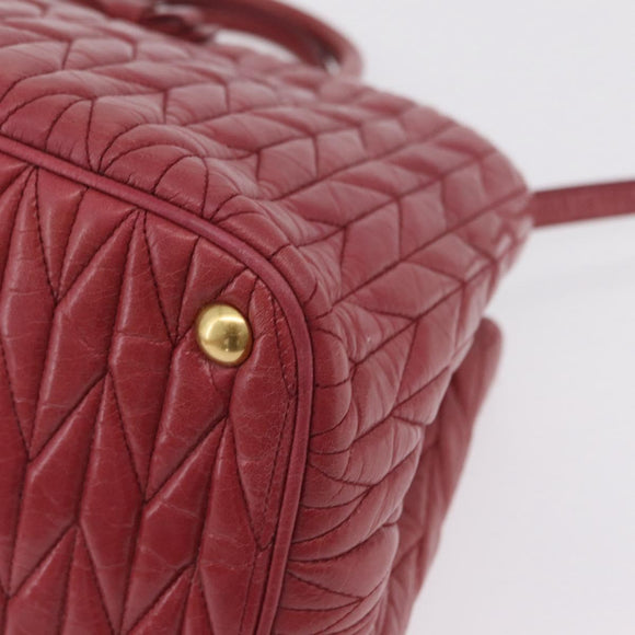 Miu Miu Matelasse Hand Bag Leather 2way Pink Gold Auth 201984A