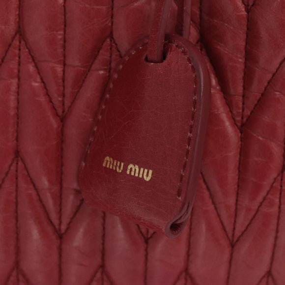 Miu Miu Matelasse Hand Bag Leather 2way Pink Gold Auth 201984A