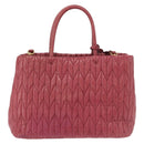 Miu Miu Matelasse Hand Bag Leather 2way Pink Gold Auth 201984A-2