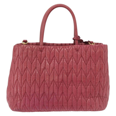 Miu Miu Matelasse Hand Bag Leather 2way Pink Gold Auth 201984A - 0