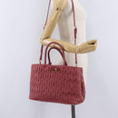 Miu Miu Matelasse Hand Bag Leather 2way Pink Gold Auth 201984A-34