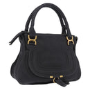 Chloe Mercy Hand Bag Leather Black Gold Auth 201985V-1