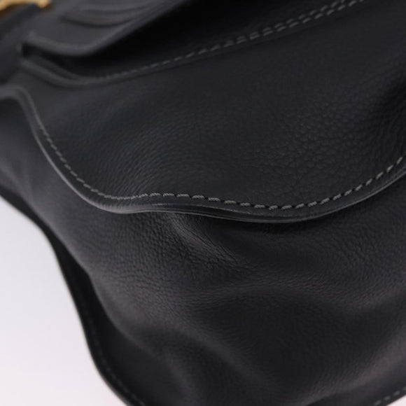 Chloe Mercy Hand Bag Leather Black Gold Auth 201985V