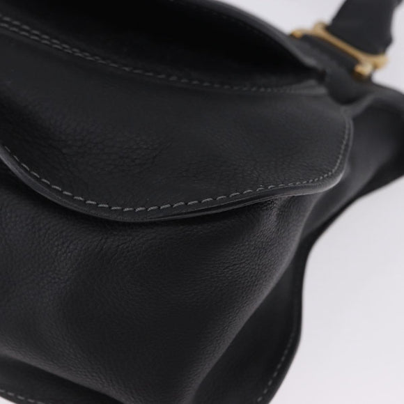 Chloe Mercy Hand Bag Leather Black Gold Auth 201985V