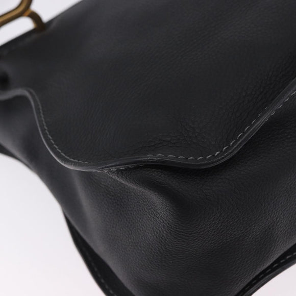 Chloe Mercy Hand Bag Leather Black Gold Auth 201985V