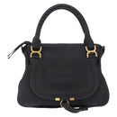 Chloe Mercy Hand Bag Leather Black Gold Auth 201985V-13