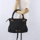 Chloe Mercy Hand Bag Leather Black Gold Auth 201985V-23