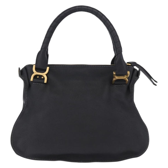 Chloe Mercy Hand Bag Leather Black Gold Auth 201985V