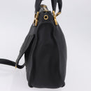 Chloe Mercy Hand Bag Leather Black Gold Auth 201985V-3