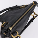 Chloe Mercy Hand Bag Leather Black Gold Auth 201985V-6