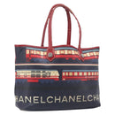 CHANEL Central Station Tote Bag PVC Canvas Navy Silver CC Auth 201987-1