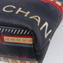 CHANEL Central Station Tote Bag PVC Canvas Navy Silver CC Auth 201987-15