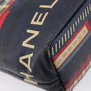 CHANEL Central Station Tote Bag PVC Canvas Navy Silver CC Auth 201987-16