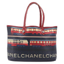 CHANEL Central Station Tote Bag PVC Canvas Navy Silver CC Auth 201987-13