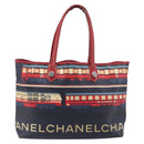 CHANEL Central Station Tote Bag PVC Canvas Navy Silver CC Auth 201987-2