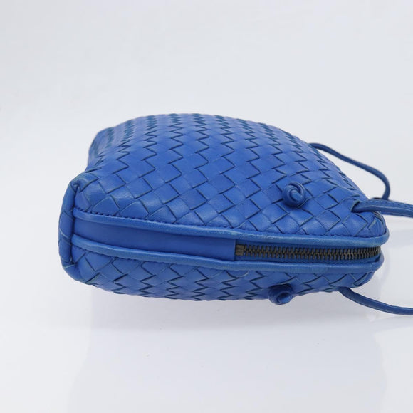 BOTTEGA VENETA INTRECCIATO Shoulder Bag Leather Blue Auth 201989V