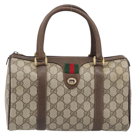 GUCCI GG Supreme Web Sherry Line Hand Bag PVC Beige Gold 39 02 006 Auth 201990