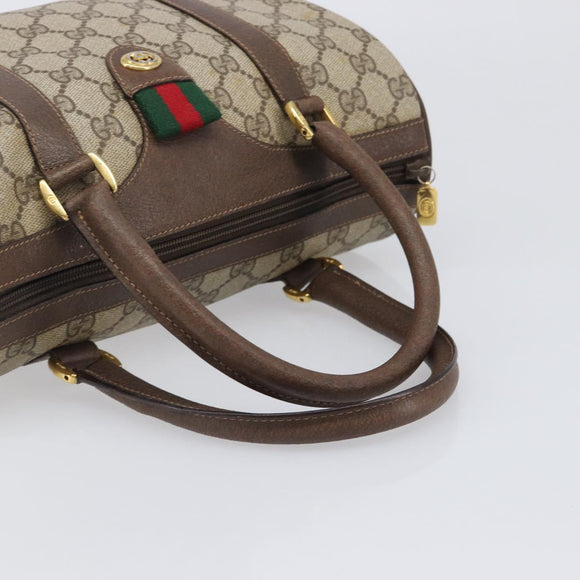 GUCCI GG Supreme Web Sherry Line Hand Bag PVC Beige Gold 39 02 006 Auth 201990