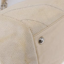 CHANEL V-Stitch Icon Series Chain Bag Canvas Beige Silver CC Auth 201991A-10