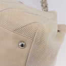 CHANEL V-Stitch Icon Series Chain Bag Canvas Beige Silver CC Auth 201991A-11