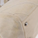 CHANEL V-Stitch Icon Series Chain Bag Canvas Beige Silver CC Auth 201991A-12