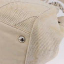 CHANEL V-Stitch Icon Series Chain Bag Canvas Beige Silver CC Auth 201991A-13