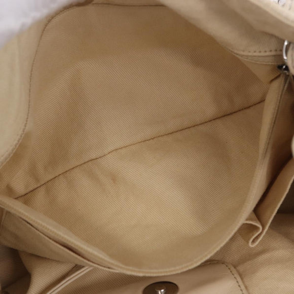 CHANEL V-Stitch Icon Series Chain Bag Canvas Beige Silver CC Auth 201991A