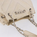 CHANEL V-Stitch Icon Series Chain Bag Canvas Beige Silver CC Auth 201991A-6