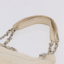 CHANEL V-Stitch Icon Series Chain Bag Canvas Beige Silver CC Auth 201991A-8
