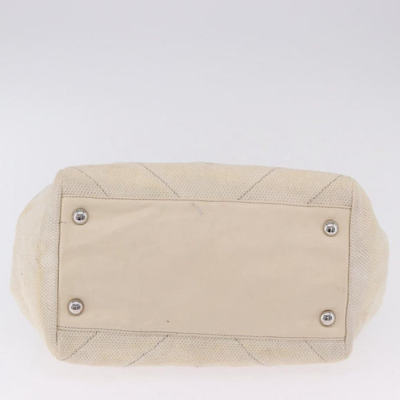 CHANEL V-Stitch Icon Series Chain Bag Canvas Beige Silver CC Auth 201991A