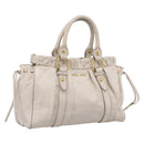 Miu Miu Hand Bag Vitellolux 2way White Gold Auth 201997A-1