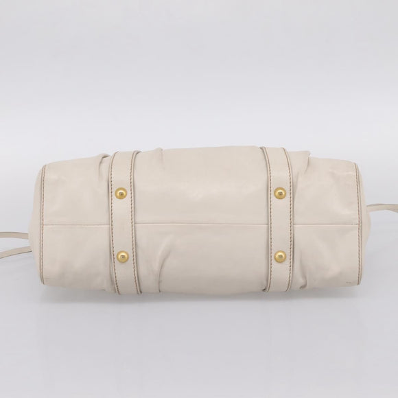 Miu Miu Hand Bag Vitellolux 2way White Gold Auth 201997A