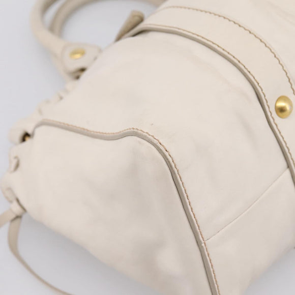 Miu Miu Hand Bag Vitellolux 2way White Gold Auth 201997A