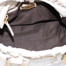 Miu Miu Hand Bag Vitellolux 2way White Gold Auth 201997A-11