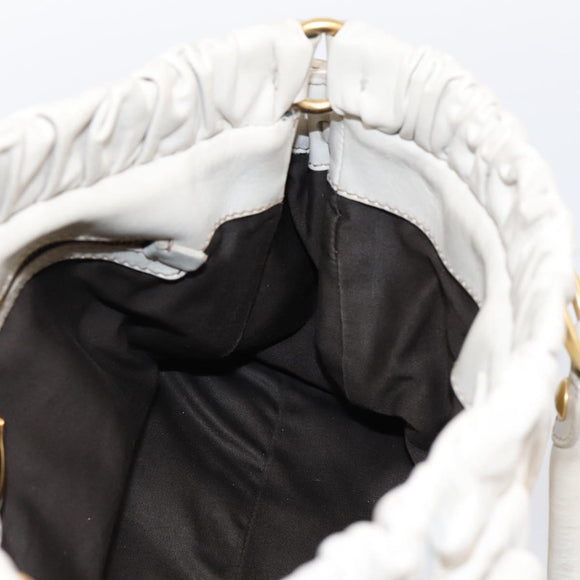 Miu Miu Hand Bag Vitellolux 2way White Gold Auth 201997A