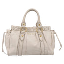 Miu Miu Hand Bag Vitellolux 2way White Gold Auth 201997A-13